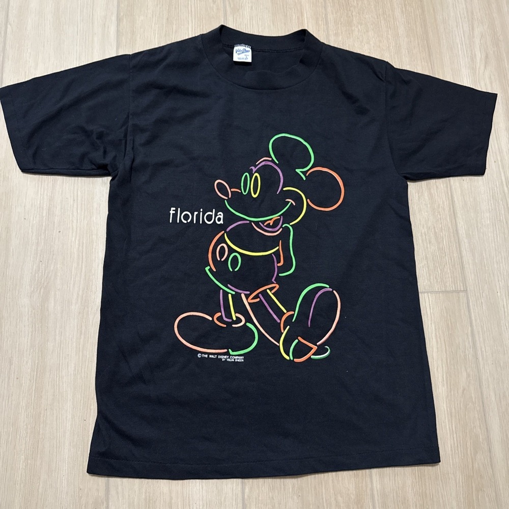 VTG 90s Mickey Mouse Walt Disney Velva Sheen Made in USA Mens Sz L Single Stitch